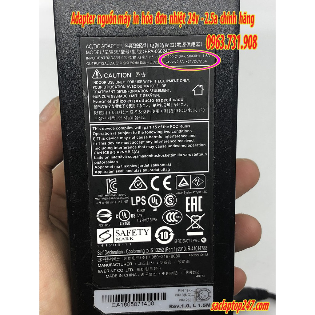 Adapter Nguồn Sạc Máy In Hóa Đơn 24V 2.5A