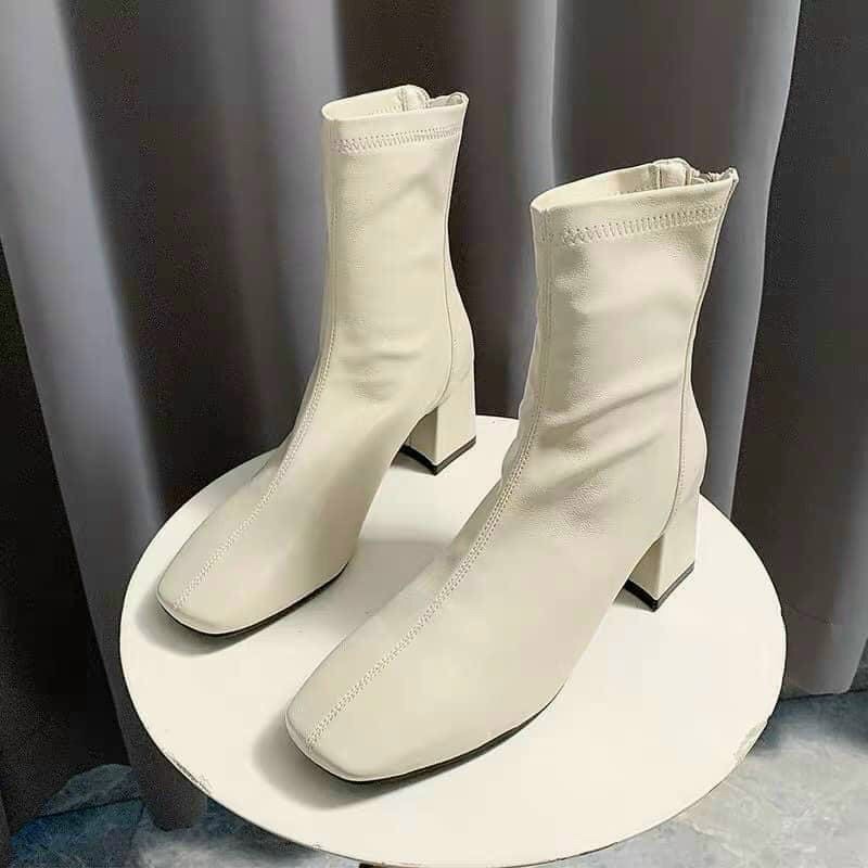 [Hoàn Tiền 15%]Bốt nữ da lỳ khóa sau HÀNG SIÊU ĐẸP , Giày boot cao cổ 7p siêu hot 005