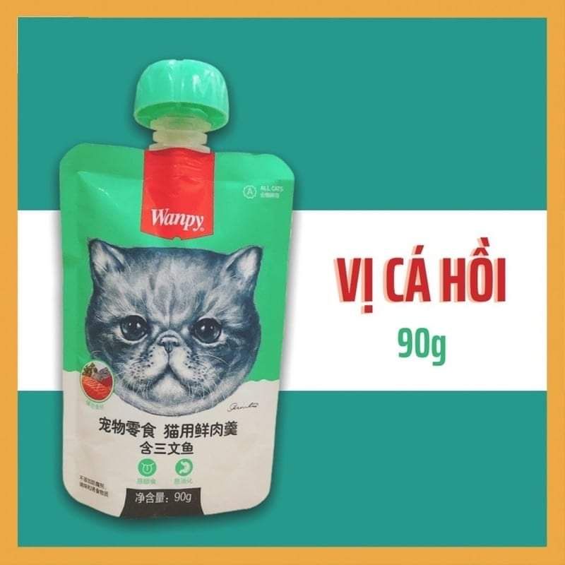 Súp thưởng wanpy nắp vặn 90g cho mèo mọi lứa tuổi