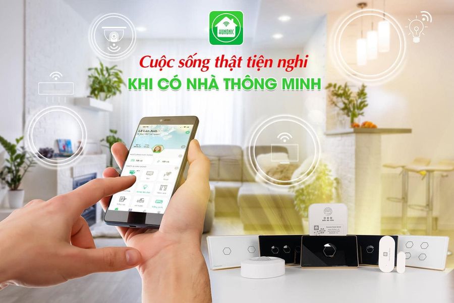Công Tắc Hunonic Datic Wifi 3 nút Màu Trắng