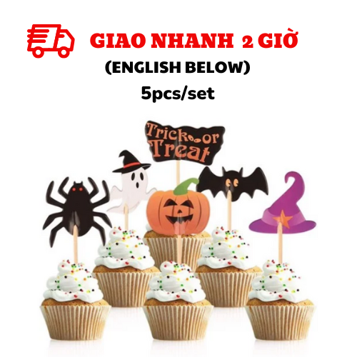 Tem cắm bánh Cupcake chủ đề Halloween bbhl11