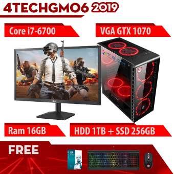 máy tính chơi game 4techgm06 - 2019 core i7-6700, ram 16gb, ssd 256gb, hdd 1tb , vga gtx 1, màn hình 22 inch - tặng bộ phím chuột gaming dareu.