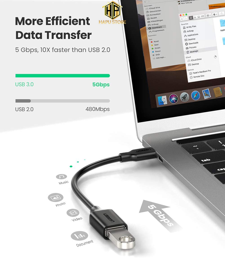Cáp OTG USB Type C to USB 3.0 Ugreen 30701 chính hãng - Hapustore