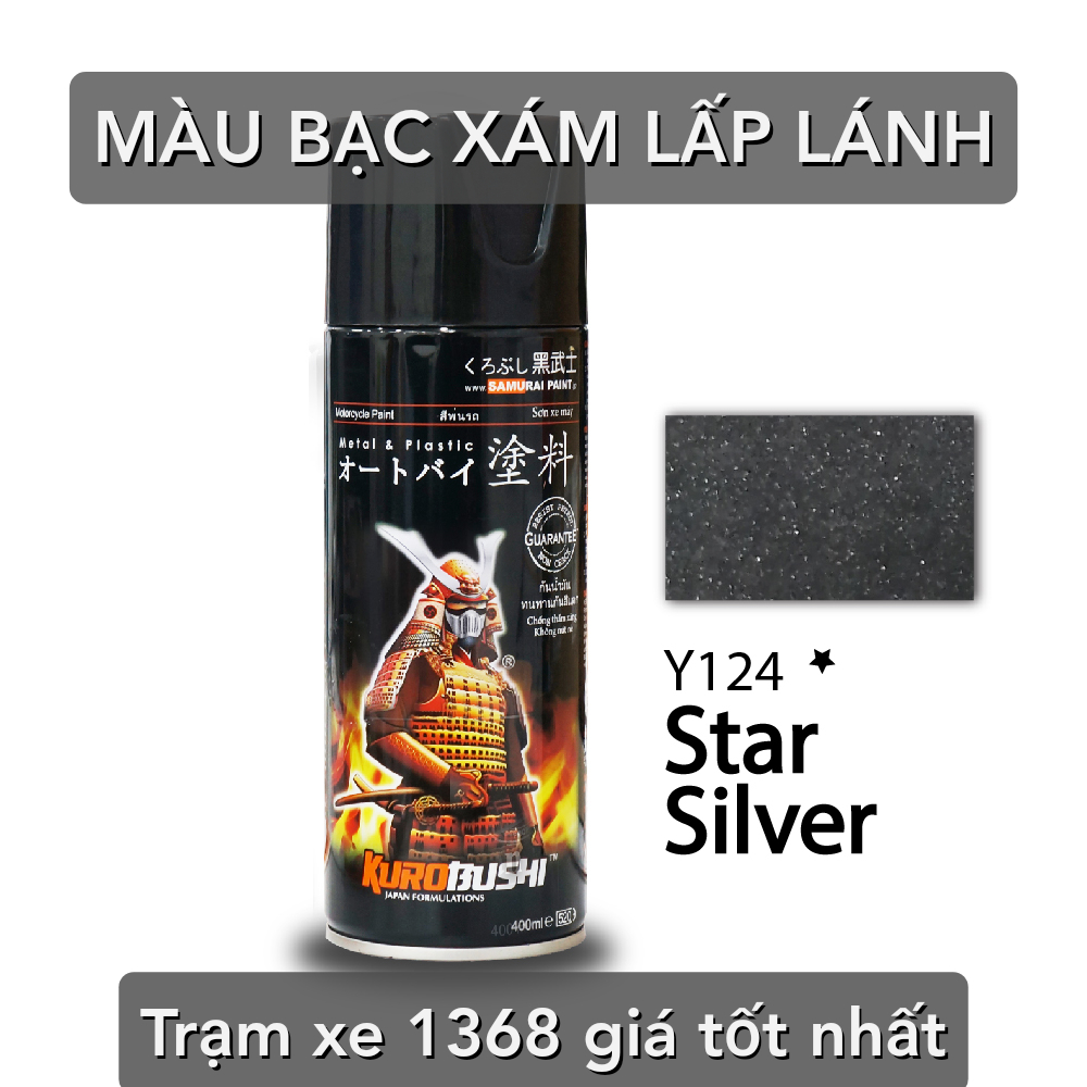 SƠN SAMURAI MÀU BẠC XÁM LẤP LÁNH - SƠN XỊT MÃ MÀU BẠC XÁM Y124 CHO PHẦN MÂM, LỐC MÁY, DÀN CHÂN