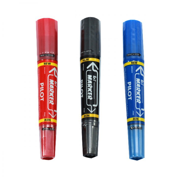 Set 2 cây Bút lông dầu PILOT 3 màu xanh đỏ đen