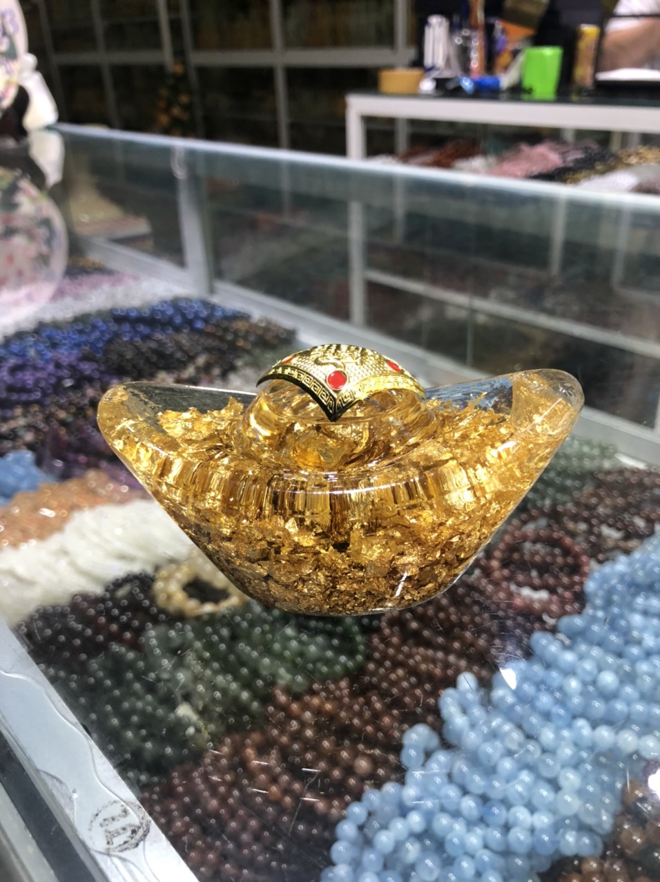 Thỏi vàng lá Thần Tài Kim Nguyên Bảo phong thủy chiêu nạp tài lộc - Dài 11 cm