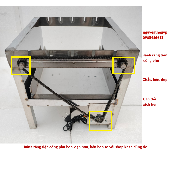 Máy nướng thịt, chả mini tự động chuẩn (xiên  inox đi kèm máy)