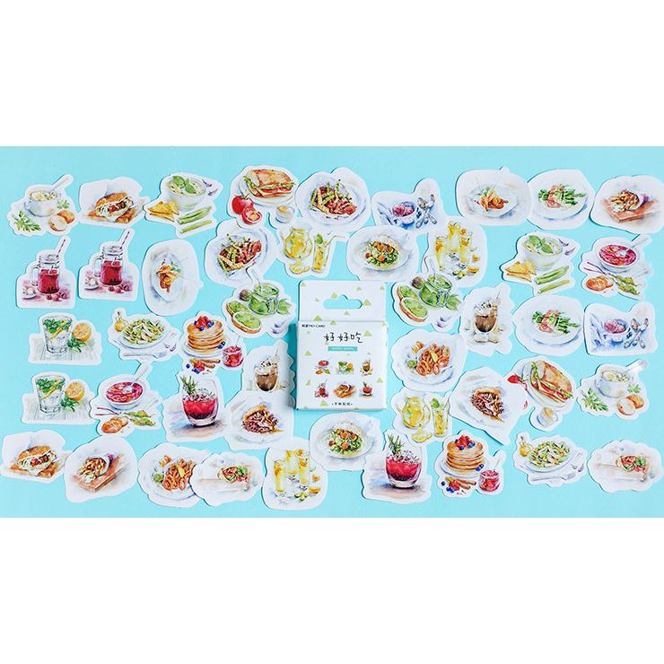 Bộ 46 sticker hàn quốc món ăn dán trang trí e36