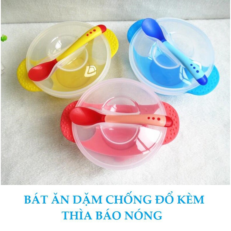 Bát Ăn Dặm Kèm Thìa Báo Nóng Cho Bé