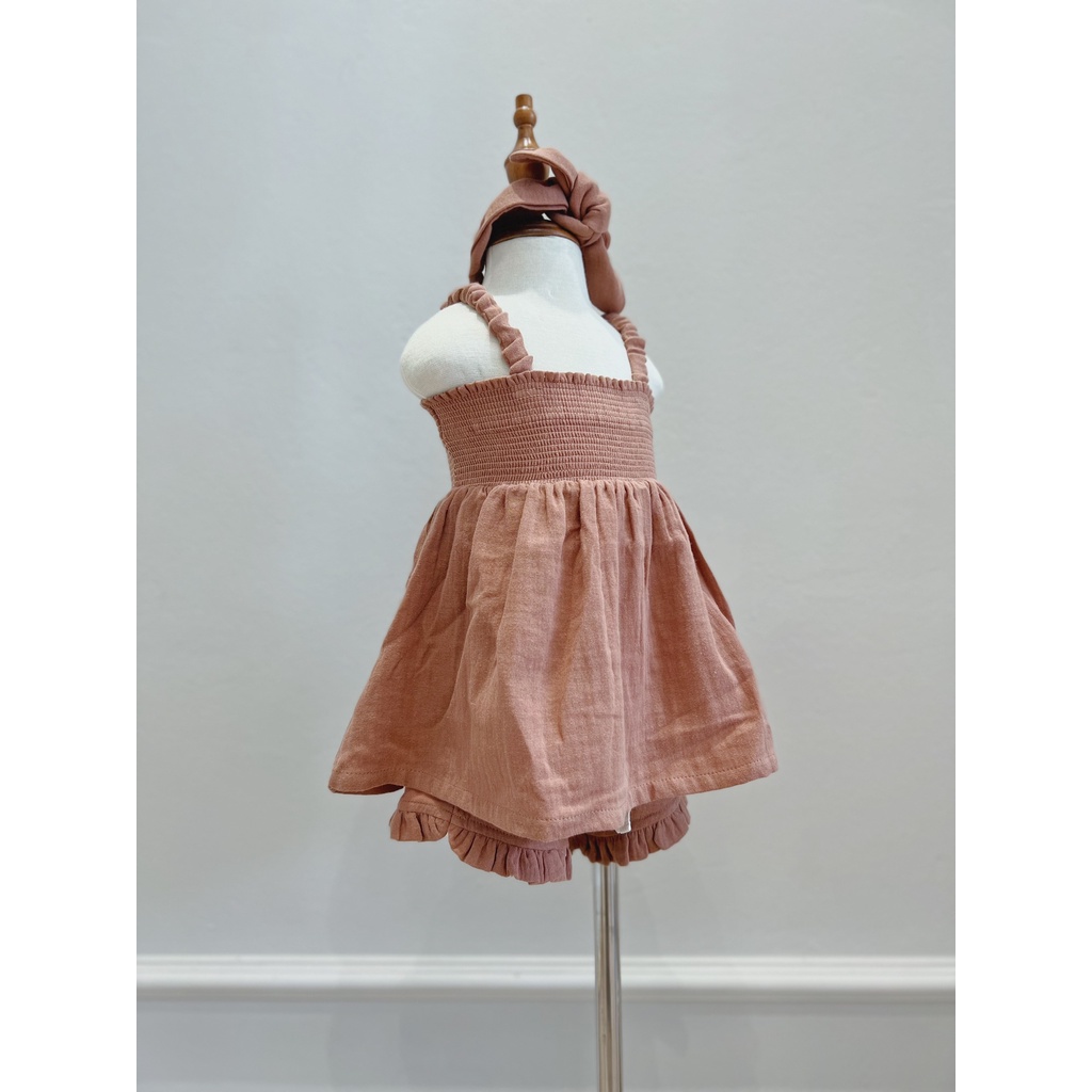 Elle Muslin Set Macro & Micro (Bộ Quần Áo Hai Dây Xô Bé Gái)