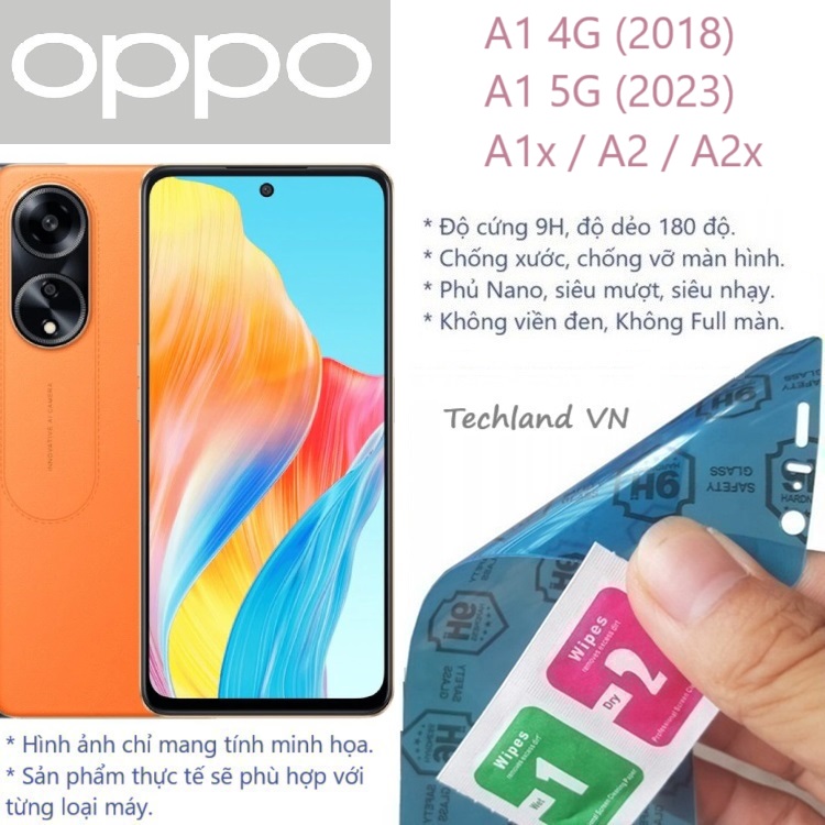 Cường Lực Phủ Nano Oppo A1 / A2 / A1x / A2x 4G / 5G - Trong Suốt, Không Full Màn, Không Viền Đen