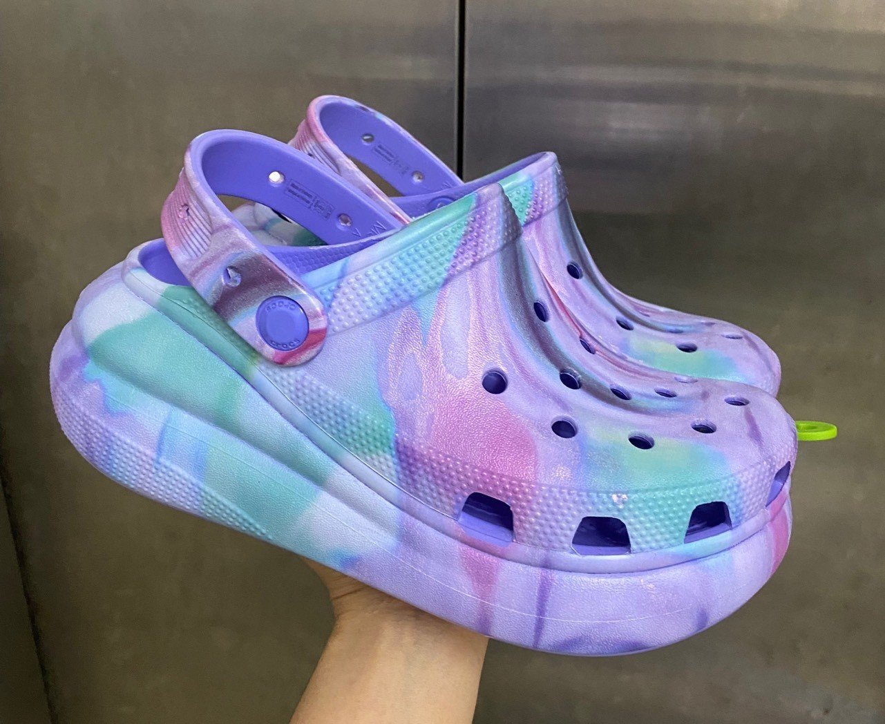 Crocs-[new model] selffix purple pattern crack, women's hight heels, pb205