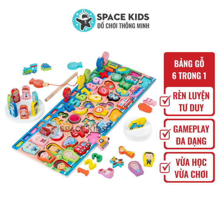 Đồ chơi trẻ em Space Kids Đồ chơi câu cá bảng chữ cái thông minh 7 in 1 cho bé trai bé gái chất liệu gỗ đa dạng màu sắc – No Brand >>> top1shop >>> lazada.vn