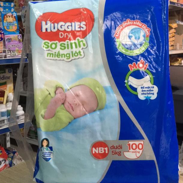Bỉm Miếng lót sơ sinh Huggies Newborn 1 -108 miếng+14 miếng,Newborn 2-60 miếng