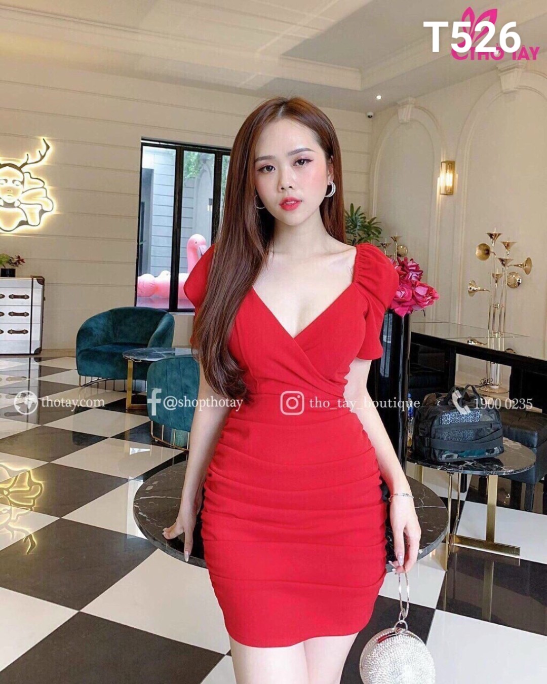 Đầm body tay phồng dáng ôm màu quá đẹp umi T526
