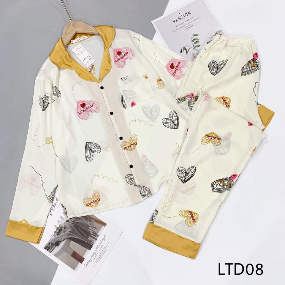 Bộ pijama lụa mango tay dài cao cấp có size