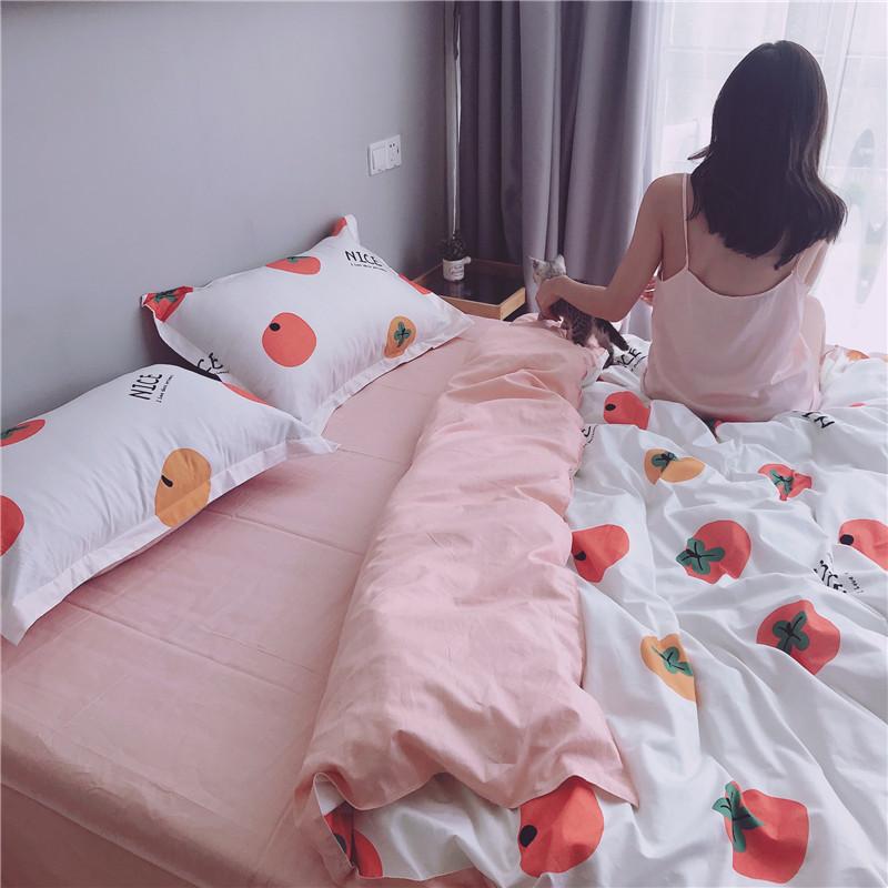 Đáng Yêu Sắc Xanh Thiên Nhiên Phong Cách Văn Nghệ 100% Cotton Bộ Bốn Chiếc Duy Nhất Hai Người 100% Cotton Trên Giường Cung Cấp Bộ Gồm 4 Chiếc Vỏ Chăn Ga Trải Giường