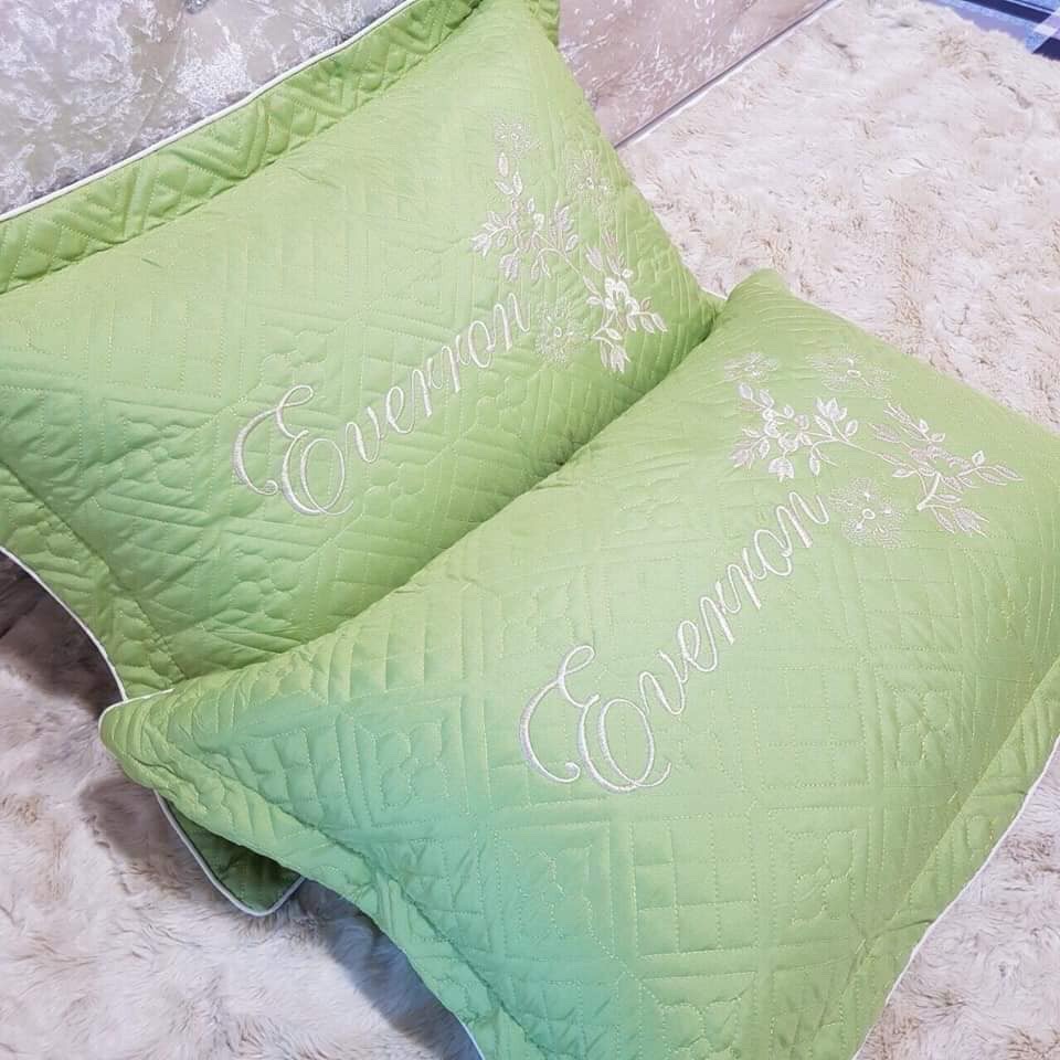 COMBO 2 VỎ GỐI SATIN POLY THÊU HOA KT 45x65