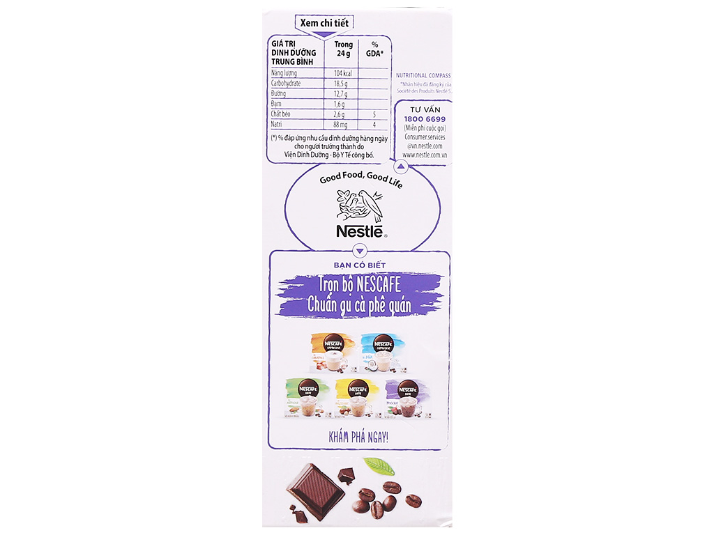 Cà phê hòa tan NESCAFÉ Latte Vị Sô cô la (Hộp 10 gói x 24g)