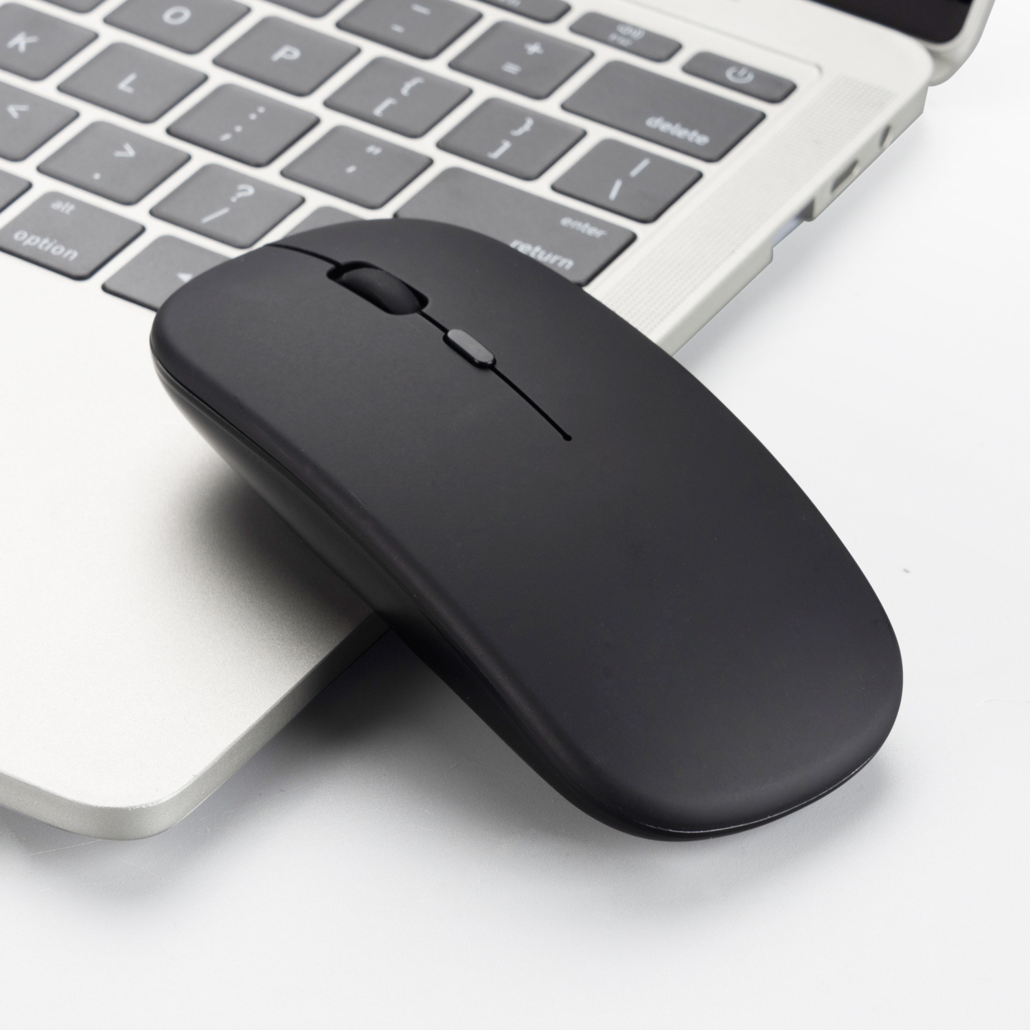 Super Slim 2.4G Wireless Silent Bluetooth Mouse 1600 DPI Optical Wireless Computer Mute Mice USB Receiver For PC Laptop Notebook（black)