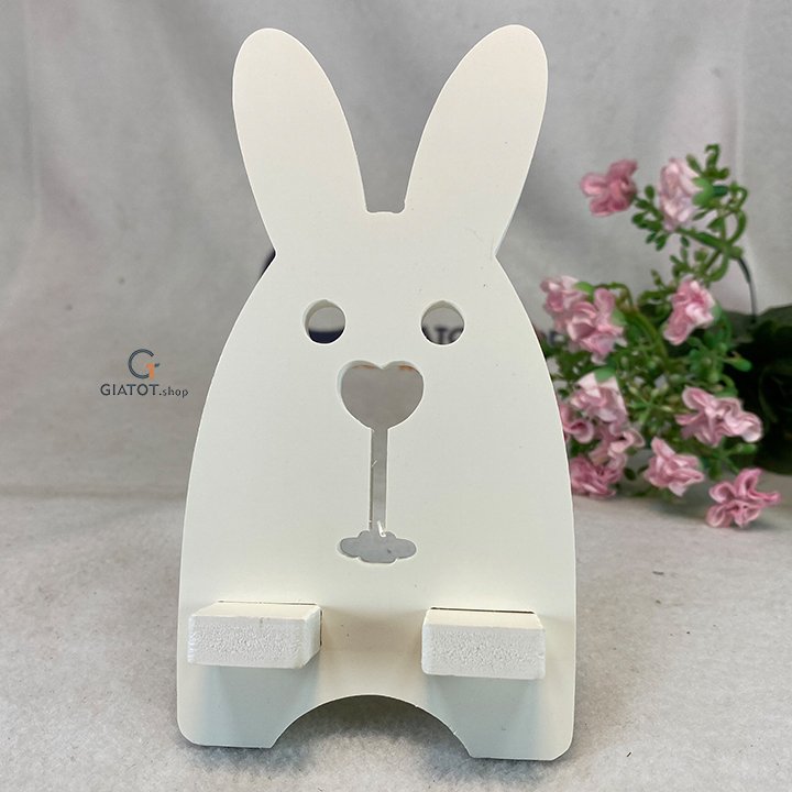 Kệ giá đỡ để điện thoại bằng gỗ CNC hình thỏ