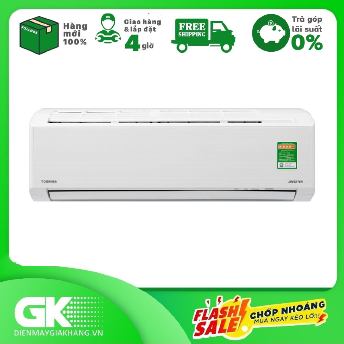 TRẢ GÓP 0 – Máy lạnh Toshiba Inverter 1 HP RAS-H10D2KCVG-V Mẫu 2020- BẢo hành 2 năm
