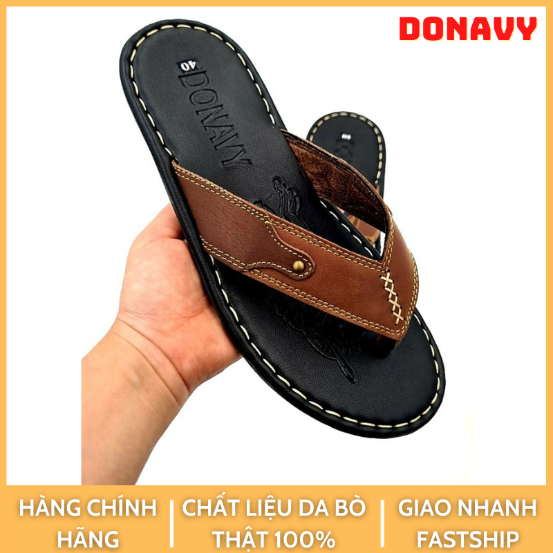 DÉP XỎ NGÓN NAM DA BÒ THẬT 100% D,KC