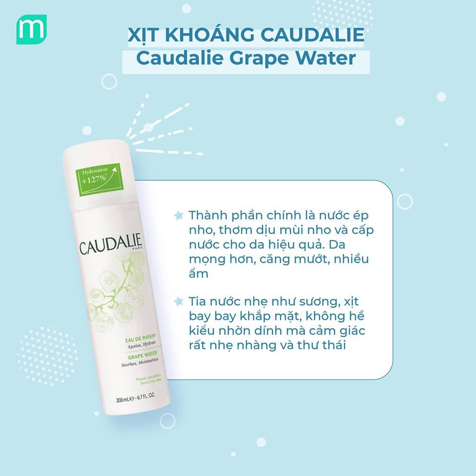 Xịt khoáng nho Caudalie Grape Water 200ml - Pháp