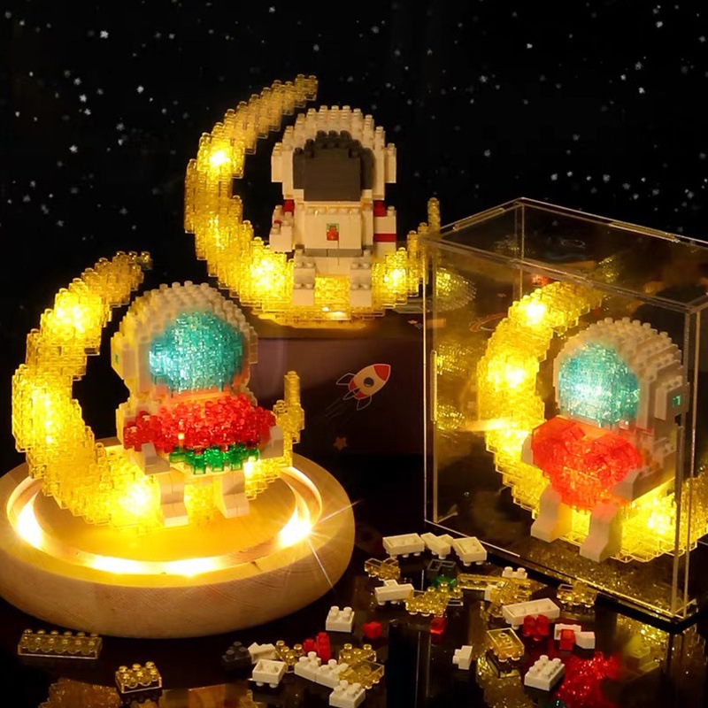 Lego mô hình lắp ghép phi hành gia vũ trụ phát sáng