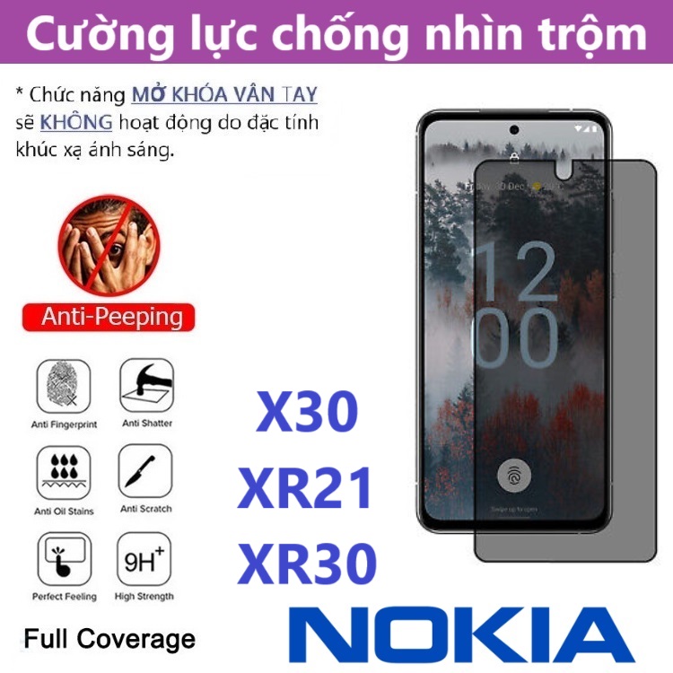 Cường lực Chống nhìn trộm Nokia X30 / XR21 / XR30 (Full Màn, Full Keo)