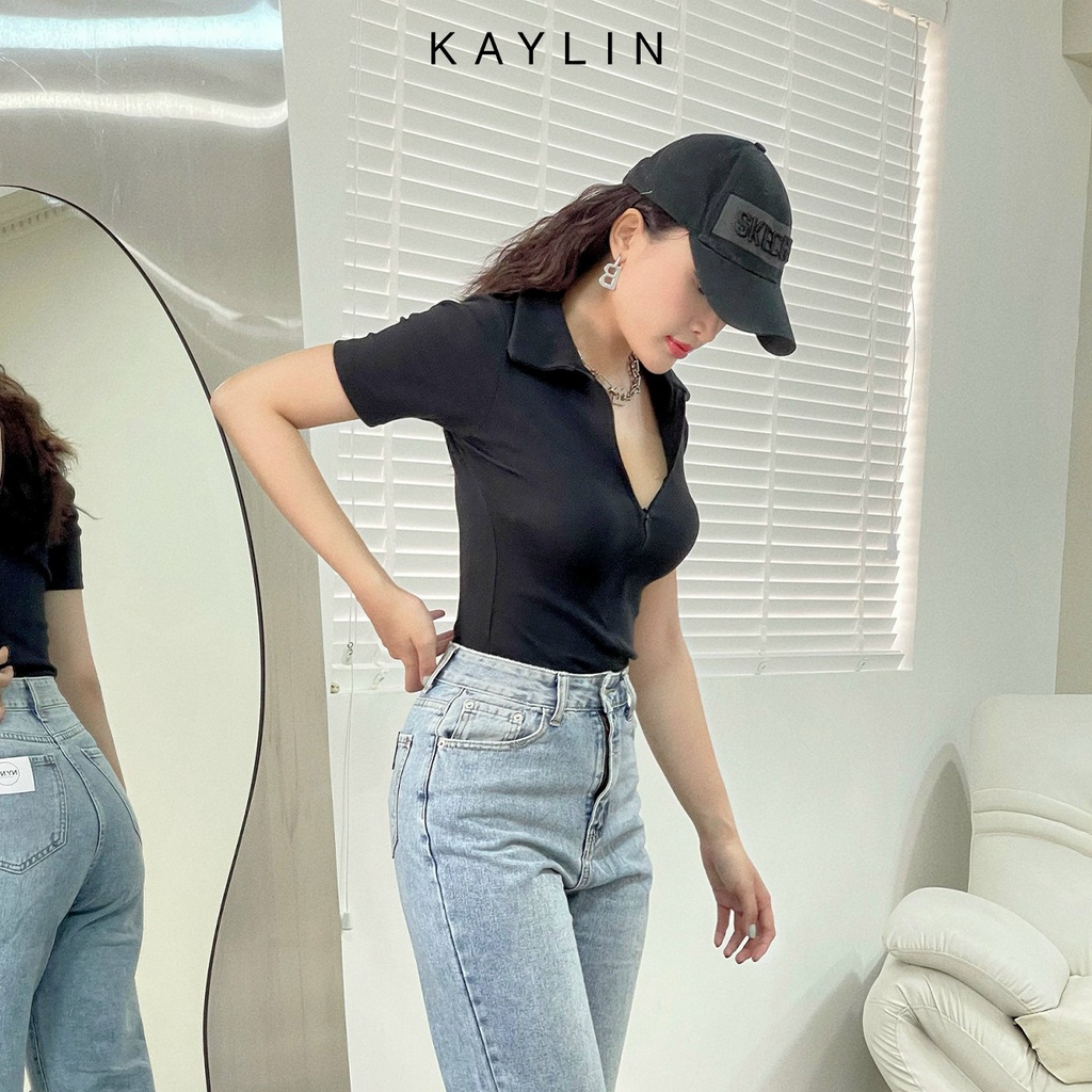 Áo thun nữ gân Croptop Freesize ôm Body kiểu tay lỡ có cổ KAYLIN- N1651
