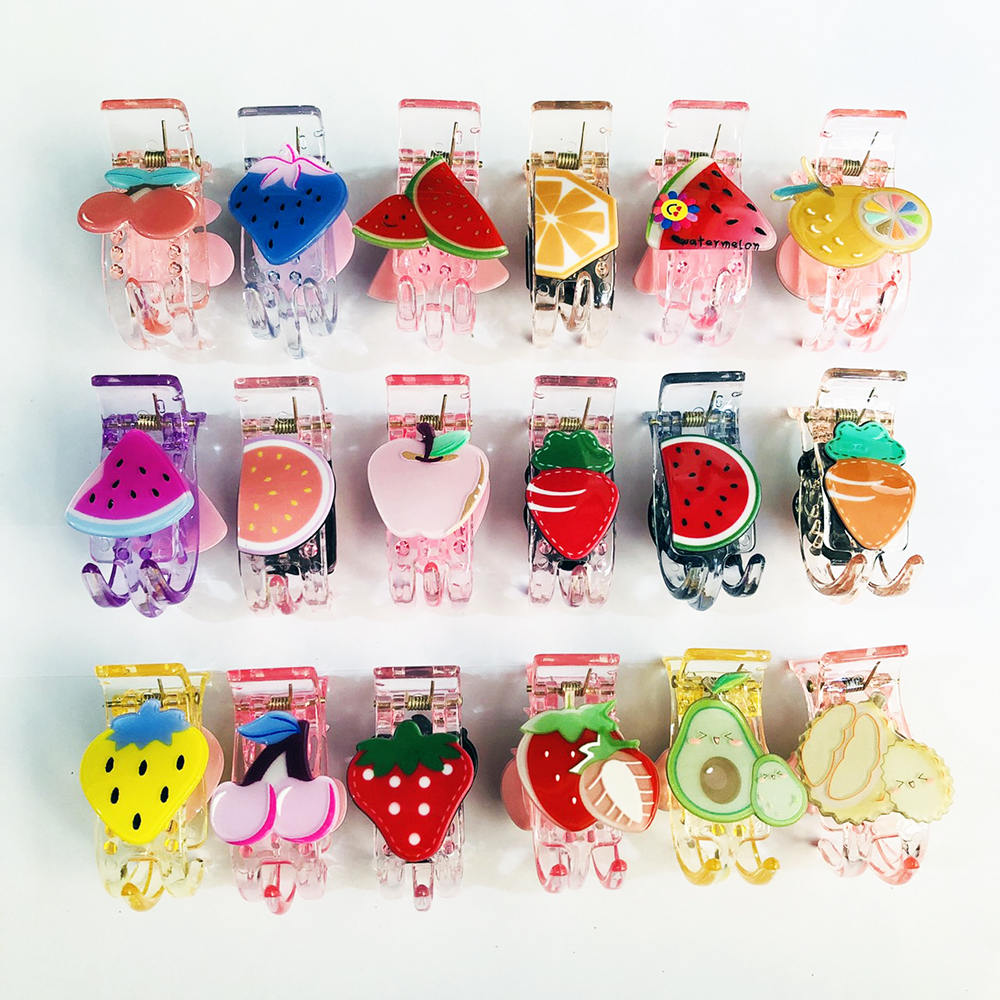 1 Kẹp càng cua (gấp tóc) 3 răng trong suốt hoa quả Phụ Kiện 68 (ngẫu nhiên)