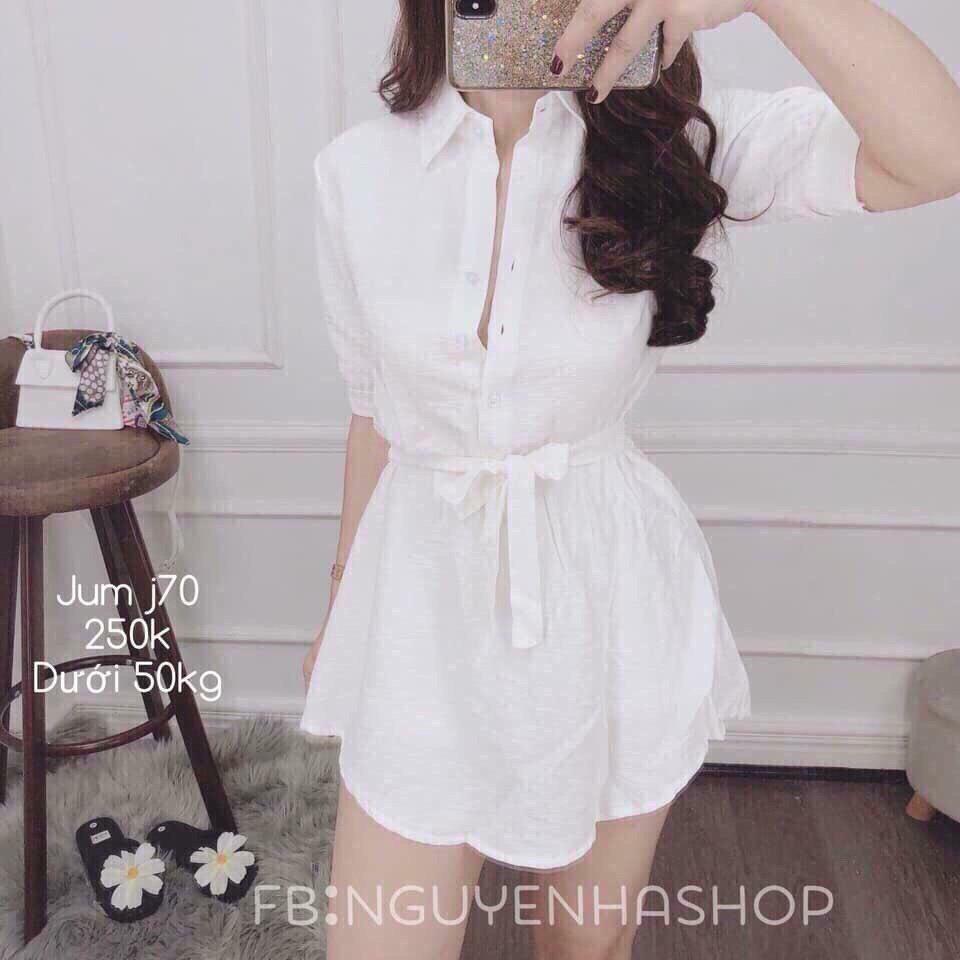 [HCM]Sơ Mi Cài Nút ( kèm dây cọt eo)