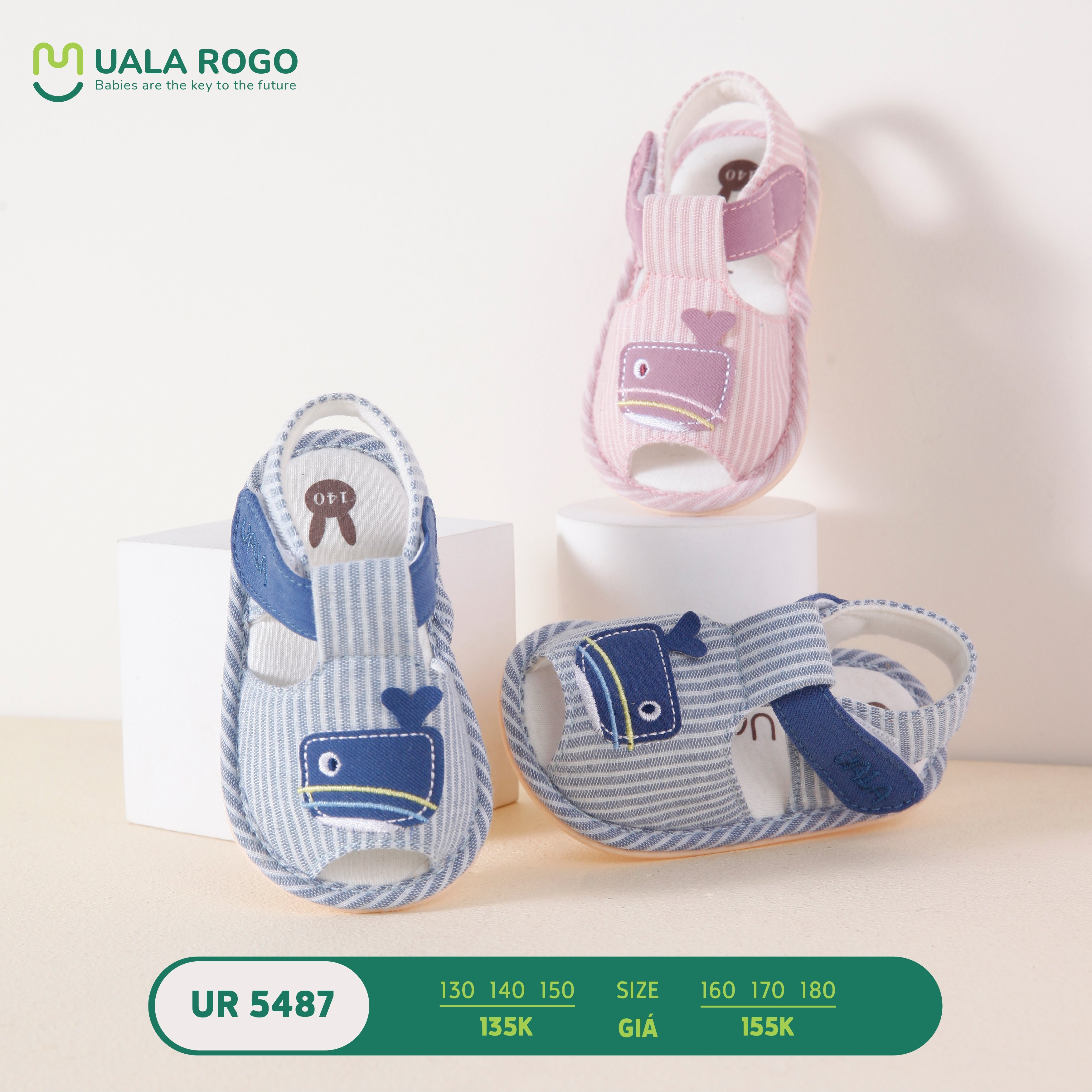 [HCM]Dép Tập Đi CaoSu Non UalaRogo - Cá voi - UR5487