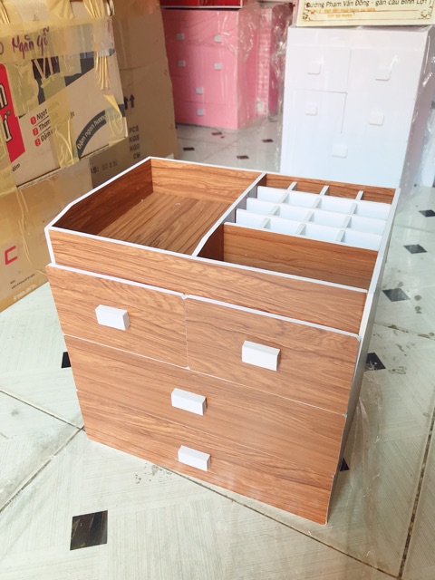 Kệ đựng mỹ phẩm gỗ 4 tầng