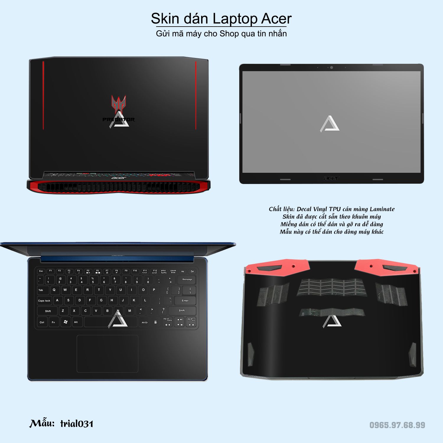 Decal Skin dán Laptop Acer mẫu Đa giác (inbox mã máy cho shop)
