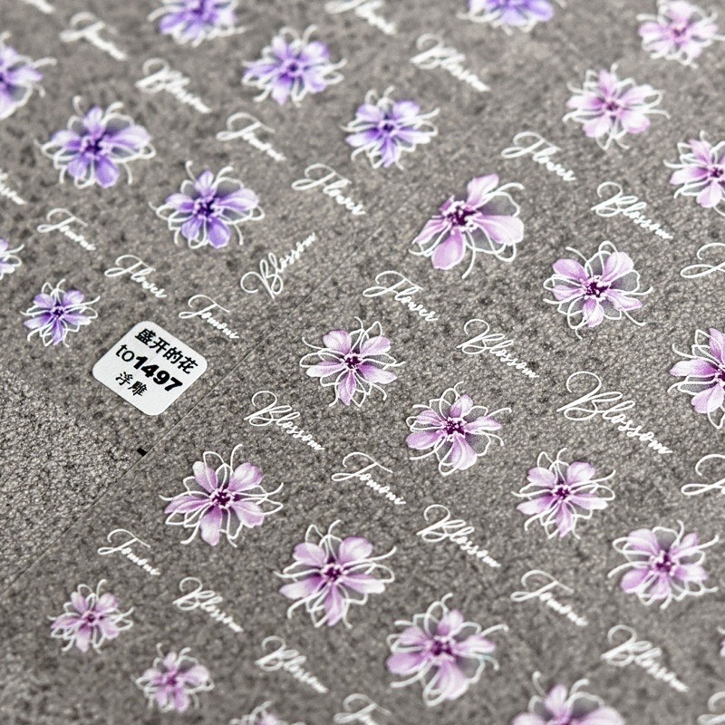 Sticker lụa 5d mẫu hoa cao cấp dán móng tay nail