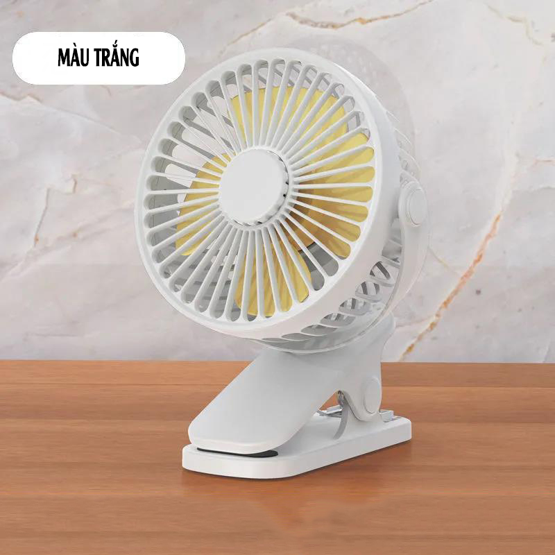 Quạt mini kẹp để bàn sạc tích điện không chổi than chạy cực êm nhiều màu sắc My Home DN036