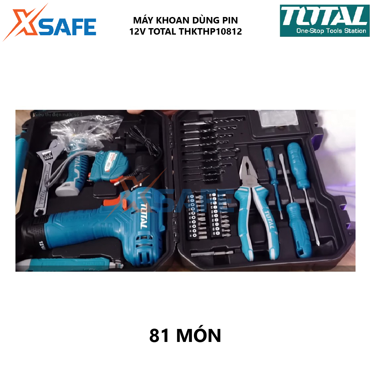 Drill using battery total THKTHP10812 machine squeeze components multi-purpose lithium-ion 12V/1.5ah attached the kits 81 details genuine, durable [xsafe] [XTools]