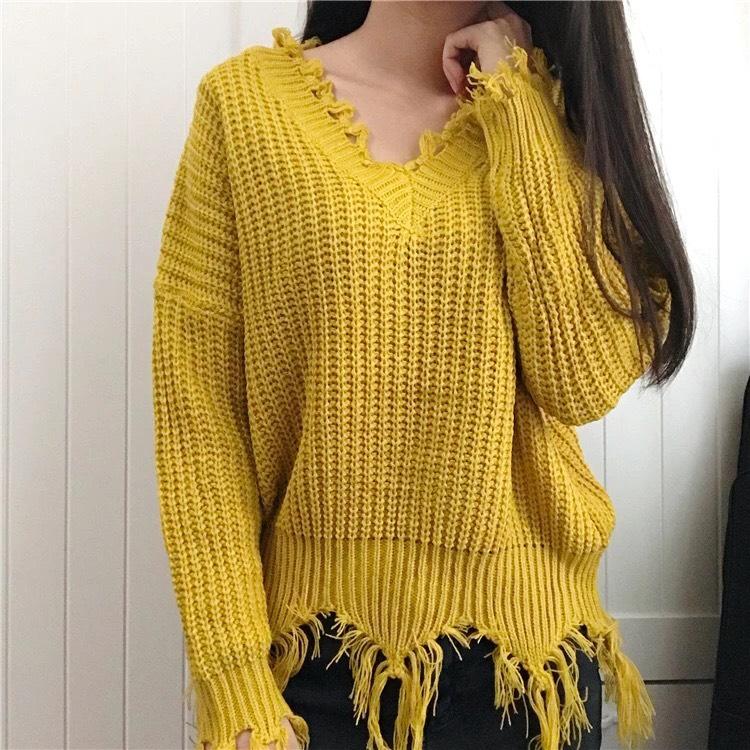 ÁO LEN TAY DÀI RÁCH LAI THỜI TRANG THU ĐÔNG MỚI NHẤT