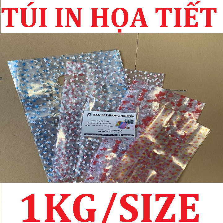 1KG Túi Xốp PP Trong Họa Tiết Đẹp Ngẫu Nhiên, Túi NILON Đủ Size Lựa Chọn