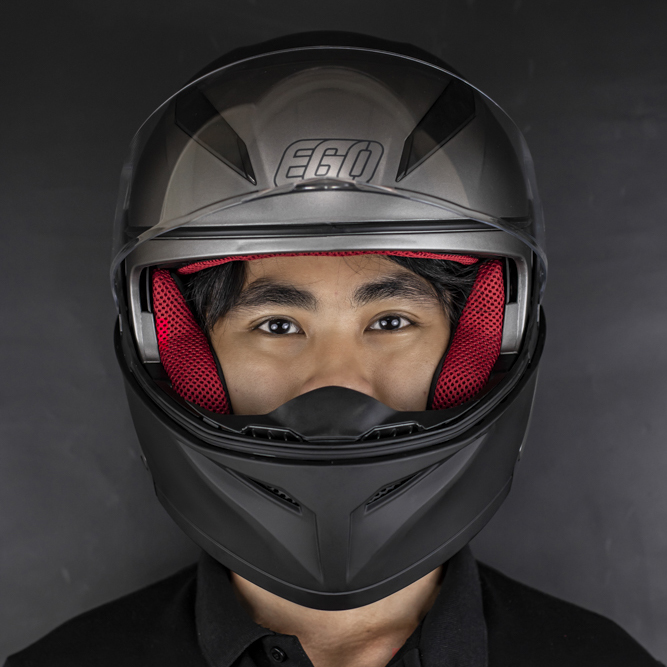 Mũ bảo hiểm Lật hàm EGO E9 Màu xám titanium