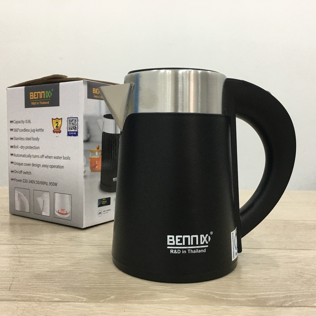 Ấm Siêu Tốc Inox 2 Lớp Bennix BN-008EK (800ml)