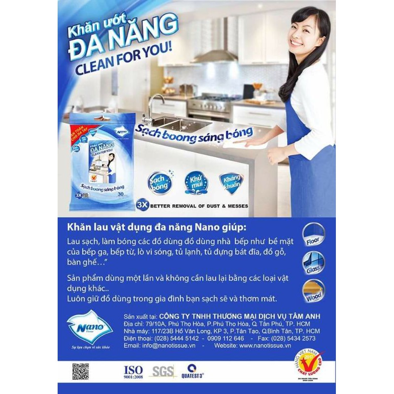 Khăn ướt đa năng 30 tờ Nano(lau bếp ,bàn thờ) siêu sạch