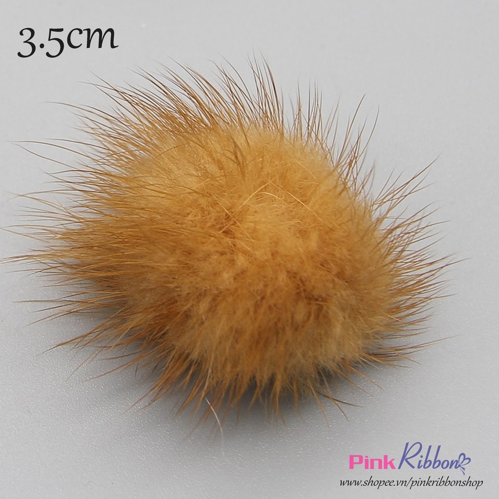 SET 2 CÁI - Lông thỏ tròn cỡ trung 3.5cm sợi dài