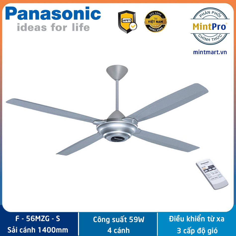 Quạt trần có remote panasonic f-56mzg-s 59w