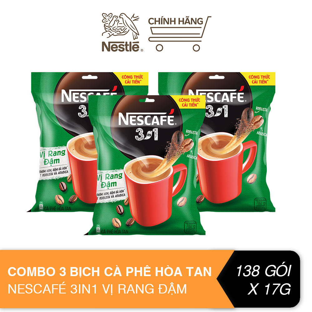 Combo 9 bịch nescafe đen/xanh đậm/đỏ date mới