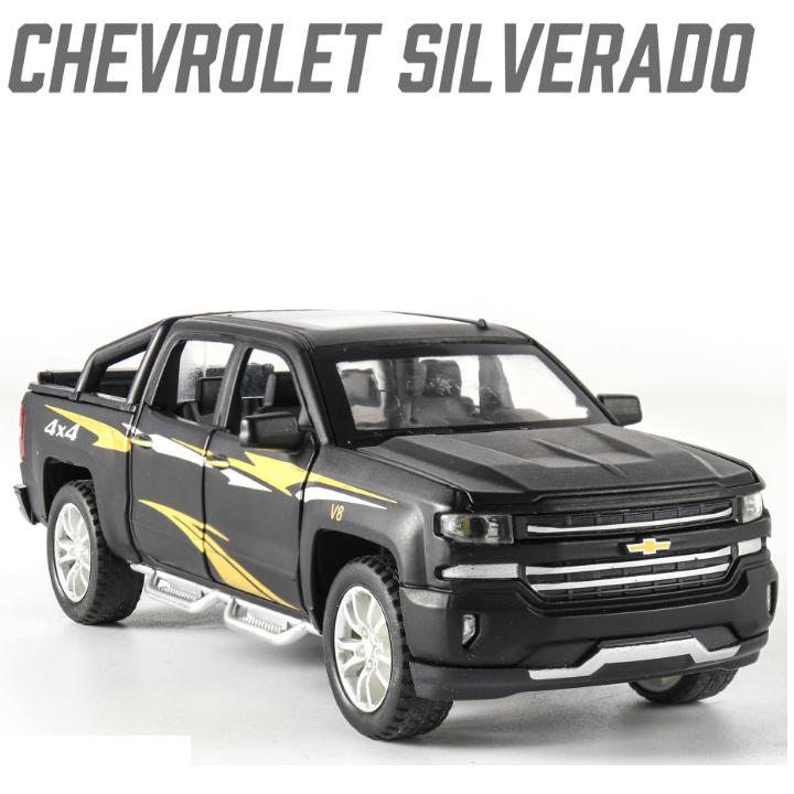 Mô hình xe ô tô Chevrolet SILVERADO tỉ lệ 1:32 bằng kim loại đồ chơi trẻ em