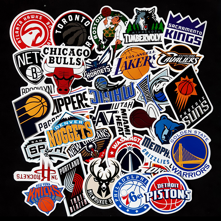 Bộ Sticker dán cao cấp chủ đề NBA - Dùng dán Xe, dán mũ bảo hiểm