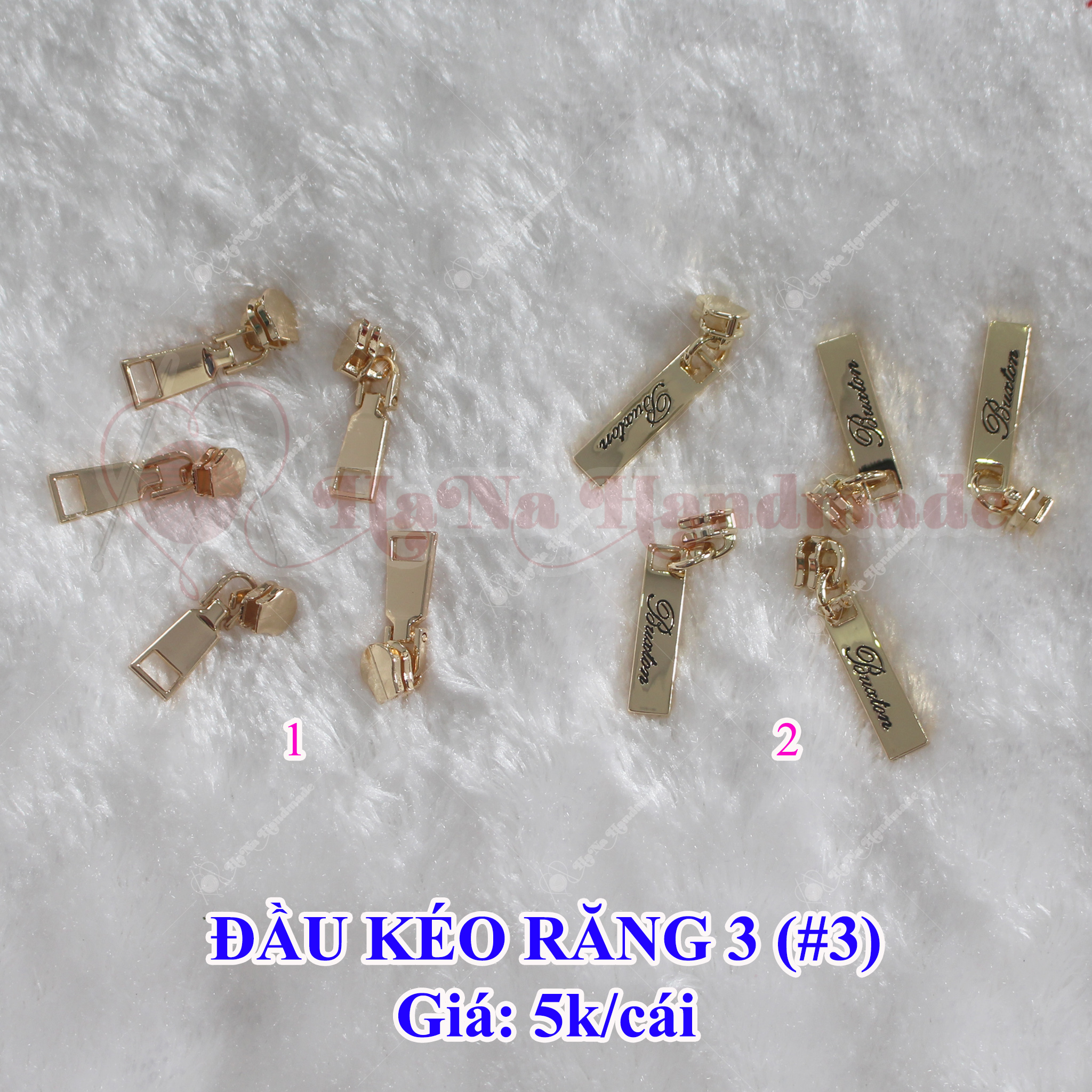 đầu dây kéo răng 3 (7k/cái) dùng cho dây kim loại